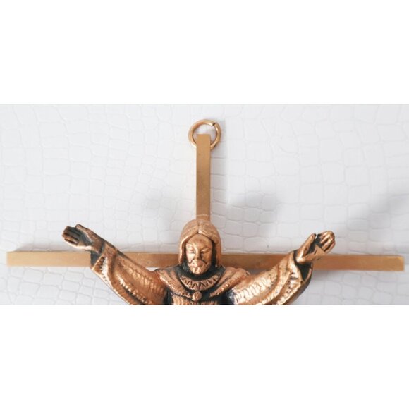 Vintage 1970s Metal Crucifix Jesus Catholic Art Religious Art Cross Goth Decor - Picture 3 of 4